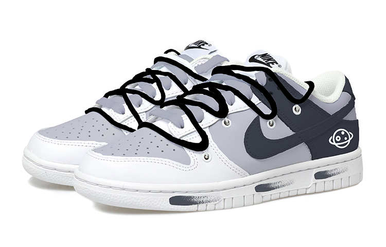 Shop [Sneakers Kustom] Nike Dunk Low Retro 'Hitam Putih Abu Deconstructed' DJ6188-101(Team拾玖-做旧星球男)