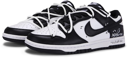 【定制球鞋】 Nike Dunk Low Retro 解構 雙鞋帶 章魚手繪 復古 百搭 低幫 板鞋 男款 黑白 Lookbook 【定制球鞋】 Nike Dunk Low Retro 解構 雙鞋帶 章魚手繪 復古 百搭 低幫 板鞋 男款 黑白