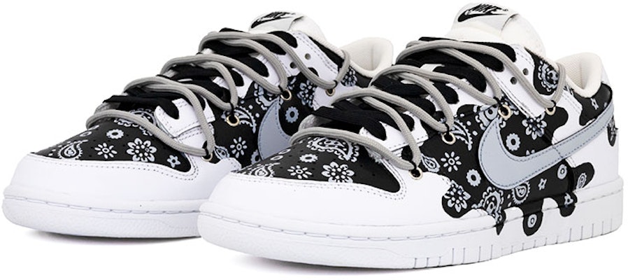 【定制鞋】耐克Dunk Low经典款“黑白佩斯利涂鸦” DJ6188-101(Team肆-渗透腰果花鸦手绘男款) Lookbook 【定制鞋】耐克Dunk Low经典款“黑白佩斯利涂鸦” DJ6188-101(Team肆-渗透腰果花鸦手绘男款)