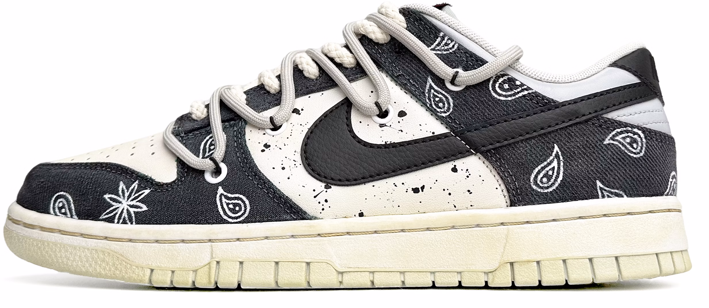 custom-shoes-nike-dunk-low-retro-black-white-plaid