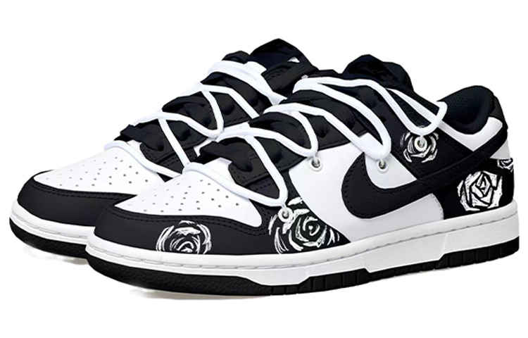 Lookbook [Kasut Adat] Nike Dunk Low Retro 'Hitam Putih Mawar Deconstructed' DD1391-100(Team拾玖-黑白玫瑰男S-BOX)