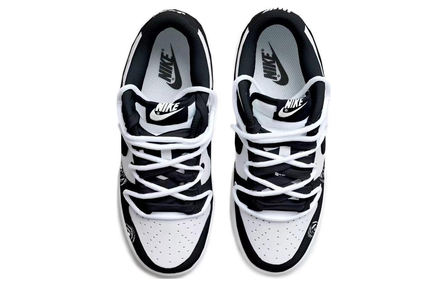 Shop [Kasut Adat] Nike Dunk Low Retro 'Hitam Putih Mawar Deconstructed' DD1391-100(Team拾玖-黑白玫瑰男S-BOX)