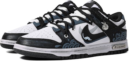 【定製球鞋】 Nike Dunk Low Retro 特殊鞋盒 千里滄溟 海波紋 簡約 低幫 板鞋 男款 藍黑 Lookbook 【定製球鞋】 Nike Dunk Low Retro 特殊鞋盒 千里滄溟 海波紋 簡約 低幫 板鞋 男款 藍黑