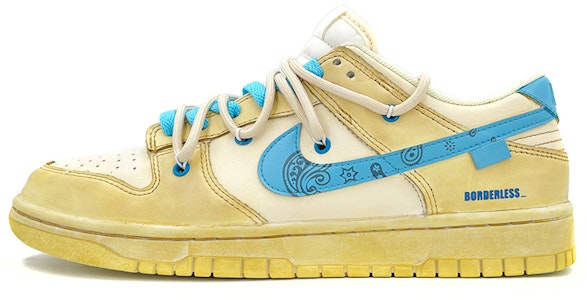 【定制球鞋】Nike Dunk Low 復古氧化風 藍色腰果花 英文字母 解構鞋帶 低筒 板鞋 男款 藍色 Buy 【定制球鞋】Nike Dunk Low 復古氧化風 藍色腰果花 英文字母 解構鞋帶 低筒 板鞋 男款 藍色