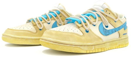 【定制球鞋】Nike Dunk Low 復古氧化風 藍色腰果花 英文字母 解構鞋帶 低筒 板鞋 男款 藍色 Lookbook 【定制球鞋】Nike Dunk Low 復古氧化風 藍色腰果花 英文字母 解構鞋帶 低筒 板鞋 男款 藍色