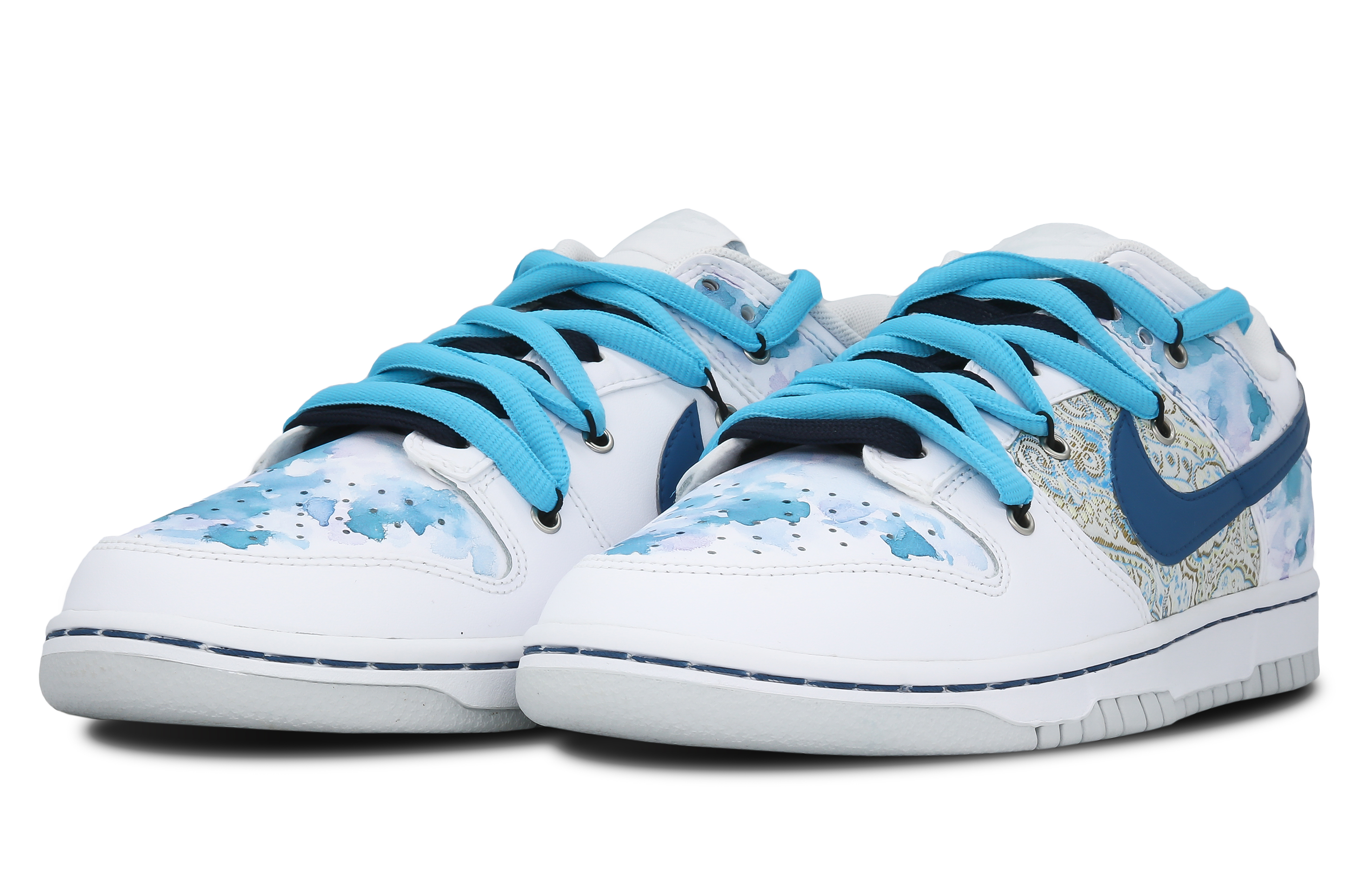 Lookbook 【カスタムシューズ】ナイキ ダンク ロー レトロ 'ブルー インク ダイ - 刺繍' DV0831-101(Team28-男款刺绣)