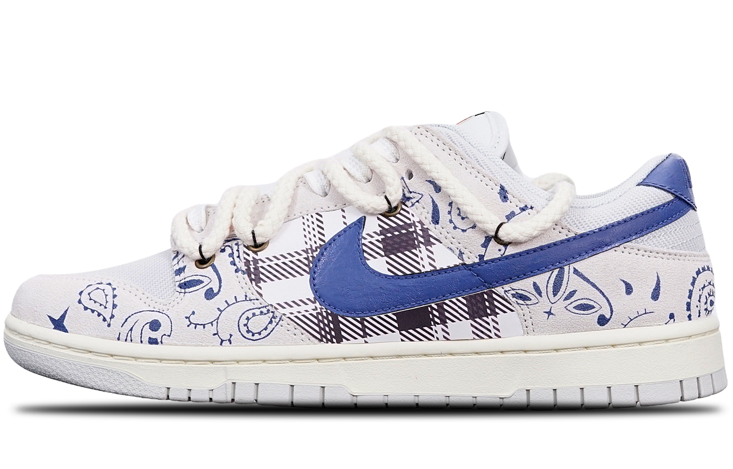 Buy [Zapatos Personalizados] Nike Dunk Low Retro 'Marrón Azul Paisley' DO9776-001(TeamT-腰果花棕蓝米白S-BOX)