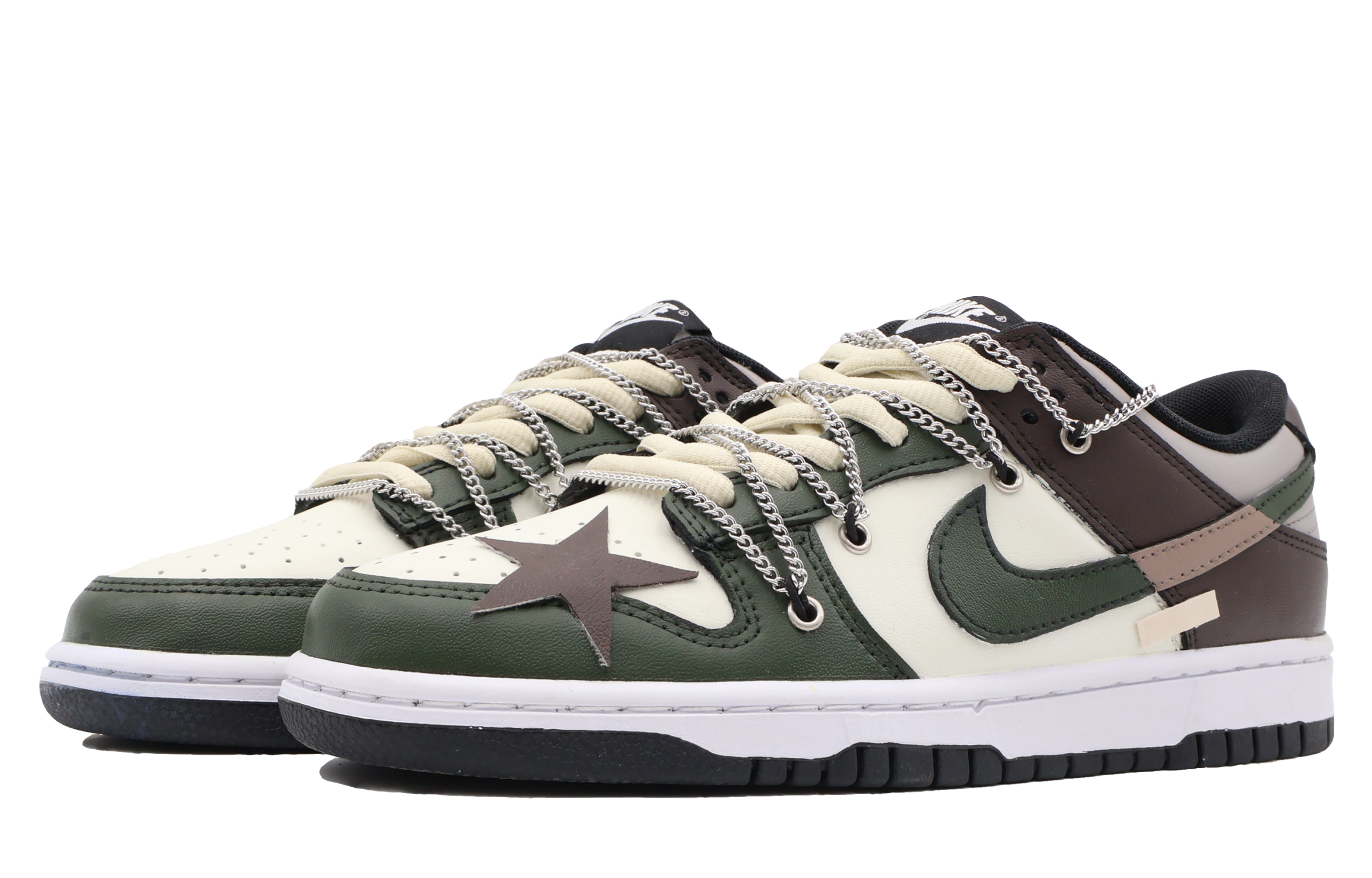 Lookbook [Kasut Custom] Nike Dunk Low Retro 'Coklat Hijau Vintage Jalanan' DD1391-100(Team53-男款复古街区S-BOX)