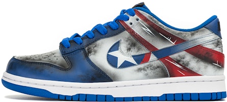 【定制球鞋】Nike Dunk Low Retro FZBB 美國隊長 盾牌 做舊Vibe風 防滑耐磨 低幫 板鞋 男款 藍紅 Buy 【定制球鞋】Nike Dunk Low Retro FZBB 美國隊長 盾牌 做舊Vibe風 防滑耐磨 低幫 板鞋 男款 藍紅