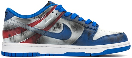 【定制球鞋】Nike Dunk Low Retro FZBB 美國隊長 盾牌 做舊Vibe風 防滑耐磨 低幫 板鞋 男款 藍紅 Order 【定制球鞋】Nike Dunk Low Retro FZBB 美國隊長 盾牌 做舊Vibe風 防滑耐磨 低幫 板鞋 男款 藍紅