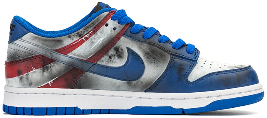 【定制球鞋】Nike Dunk Low Retro FZBB 美國隊長 盾牌 做舊Vibe風 防滑耐磨 低幫 板鞋 男款 藍紅 Order 【定制球鞋】Nike Dunk Low Retro FZBB 美國隊長 盾牌 做舊Vibe風 防滑耐磨 低幫 板鞋 男款 藍紅