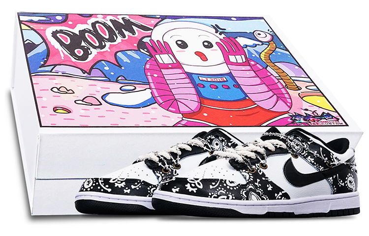 Buy 【定制鞋款】耐克Dunk Low复古款‘腰果花韵’ DJ6188-002(TeamT-男款腰果花黑白S-BOX)