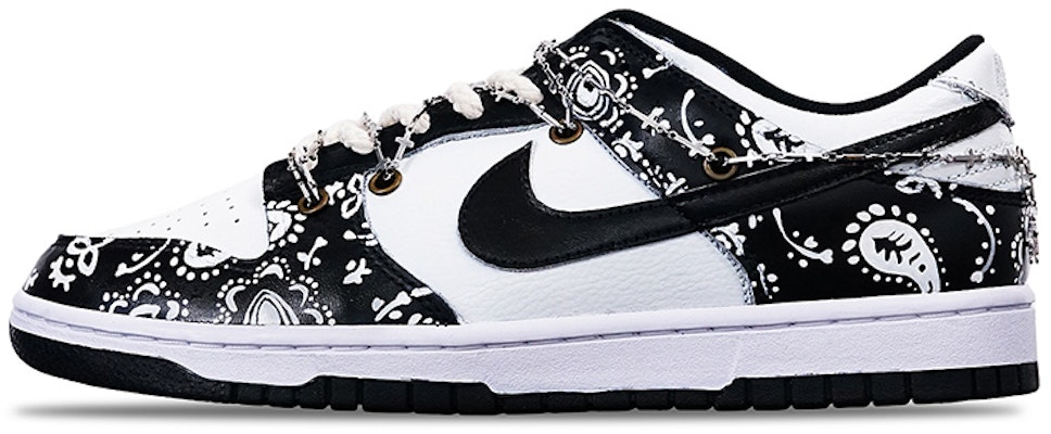 【定製球鞋】 Nike Dunk Low Retro 腰果花 Vibe 風 解構 十字架鞋鏈 特殊鞋盒 復古 低幫 板鞋 男款 黑白 Order 【定製球鞋】 Nike Dunk Low Retro 腰果花 Vibe 風 解構 十字架鞋鏈 特殊鞋盒 復古 低幫 板鞋 男款 黑白