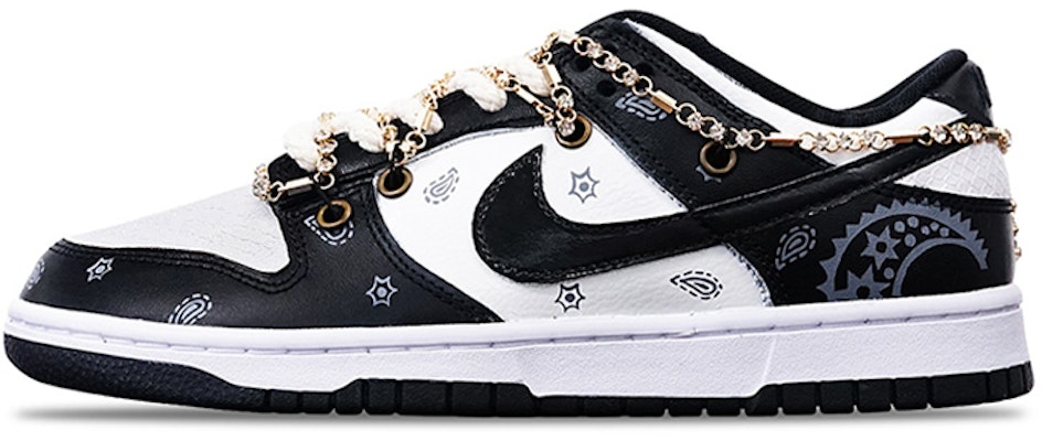 【定制球鞋】Nike Dunk Low Retro 腰果花2.0 Vibe解構 送定制鞋帶扣一套 低幫 板鞋 男款 黑白 Order 【定制球鞋】Nike Dunk Low Retro 腰果花2.0 Vibe解構 送定制鞋帶扣一套 低幫 板鞋 男款 黑白