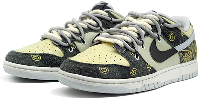 【定製球鞋】Nike Dunk Low Retro 腰果花 噴繪手繪 解構鞋帶 潮流 低幫 板鞋 男女同款 米黃 Lookbook 【定製球鞋】Nike Dunk Low Retro 腰果花 噴繪手繪 解構鞋帶 潮流 低幫 板鞋 男女同款 米黃