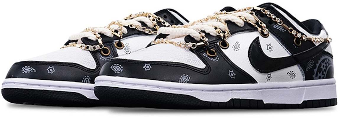 【定制球鞋】Nike Dunk Low Retro 腰果花2.0 Vibe解構 送定制鞋帶扣一套 低幫 板鞋 男款 黑白 Shop 【定制球鞋】Nike Dunk Low Retro 腰果花2.0 Vibe解構 送定制鞋帶扣一套 低幫 板鞋 男款 黑白