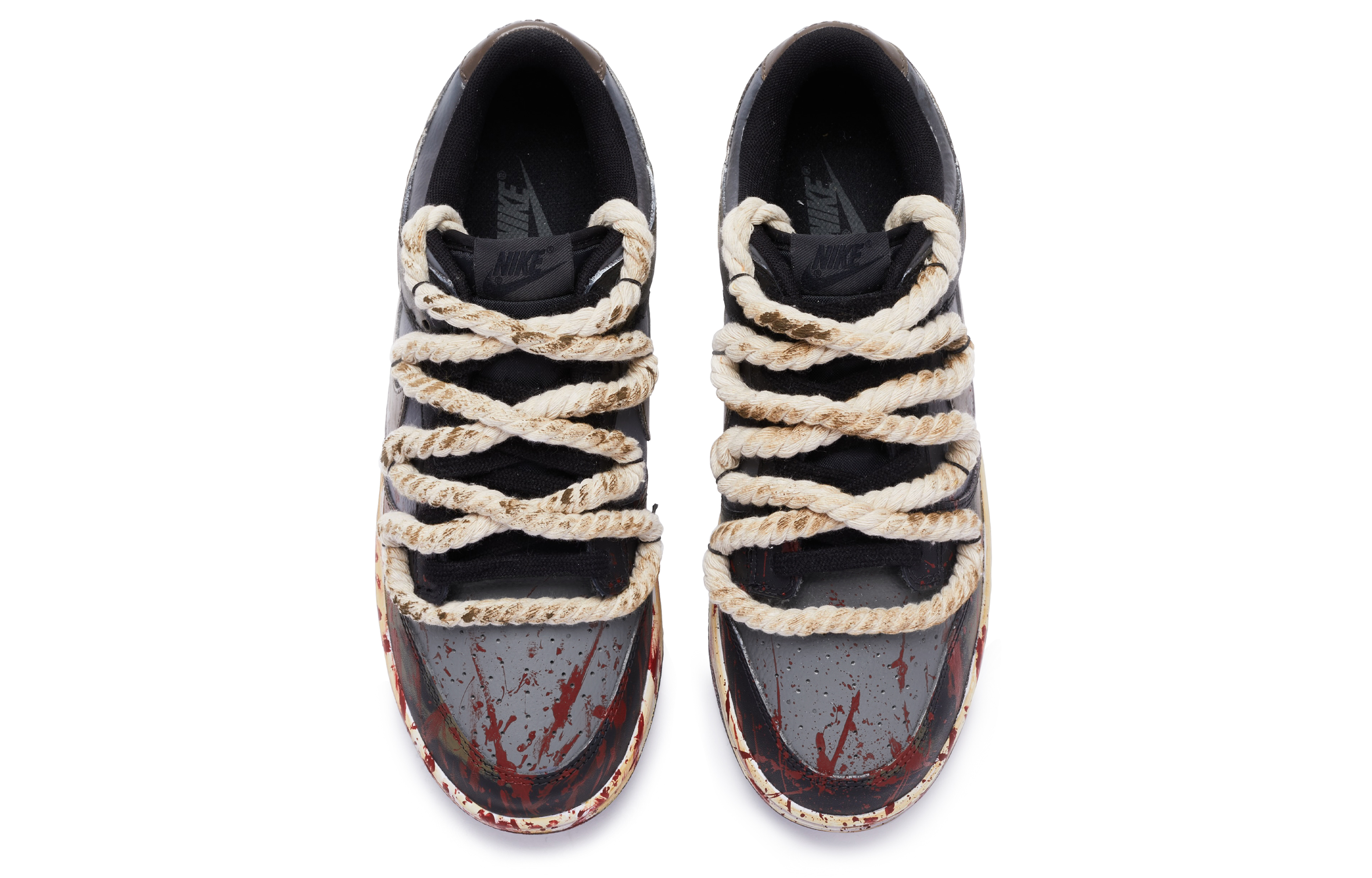 Purchase 【定制球鞋】Nike Dunk Low Retro 愛情餘燼 麻繩鞋帶 手繪噴繪 做舊風 特殊鞋盒 低幫 板鞋 男款 黑灰棕