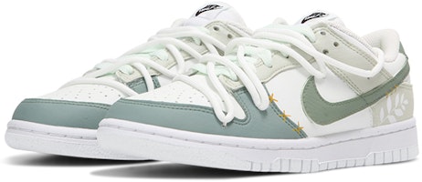 【訂製球鞋】Nike Dunk Low Retro 葉綠素 清新 綠葉 解構綁帶 簡約潮流 低幫 板鞋 男款 灰綠白 Lookbook 【訂製球鞋】Nike Dunk Low Retro 葉綠素 清新 綠葉 解構綁帶 簡約潮流 低幫 板鞋 男款 灰綠白