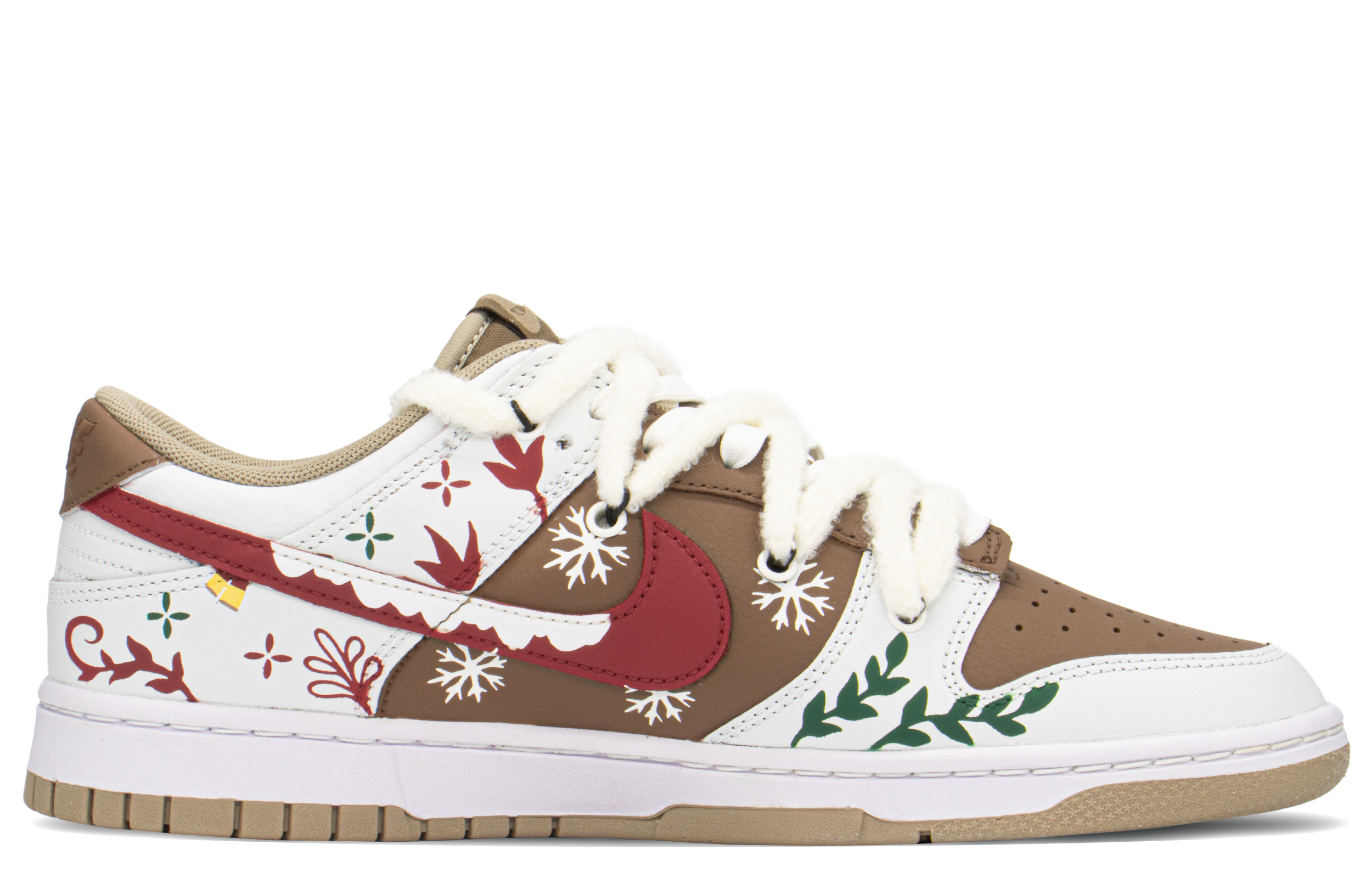 Order 【定製球鞋】Nike Dunk Low Retro 聖誕禮遇 雪花枝葉 解構禮盒 低幫 板鞋 男款 棕白