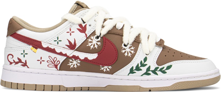 【定製球鞋】Nike Dunk Low Retro 聖誕禮遇 雪花枝葉 解構禮盒 低幫 板鞋 男款 棕白 Order 【定製球鞋】Nike Dunk Low Retro 聖誕禮遇 雪花枝葉 解構禮盒 低幫 板鞋 男款 棕白