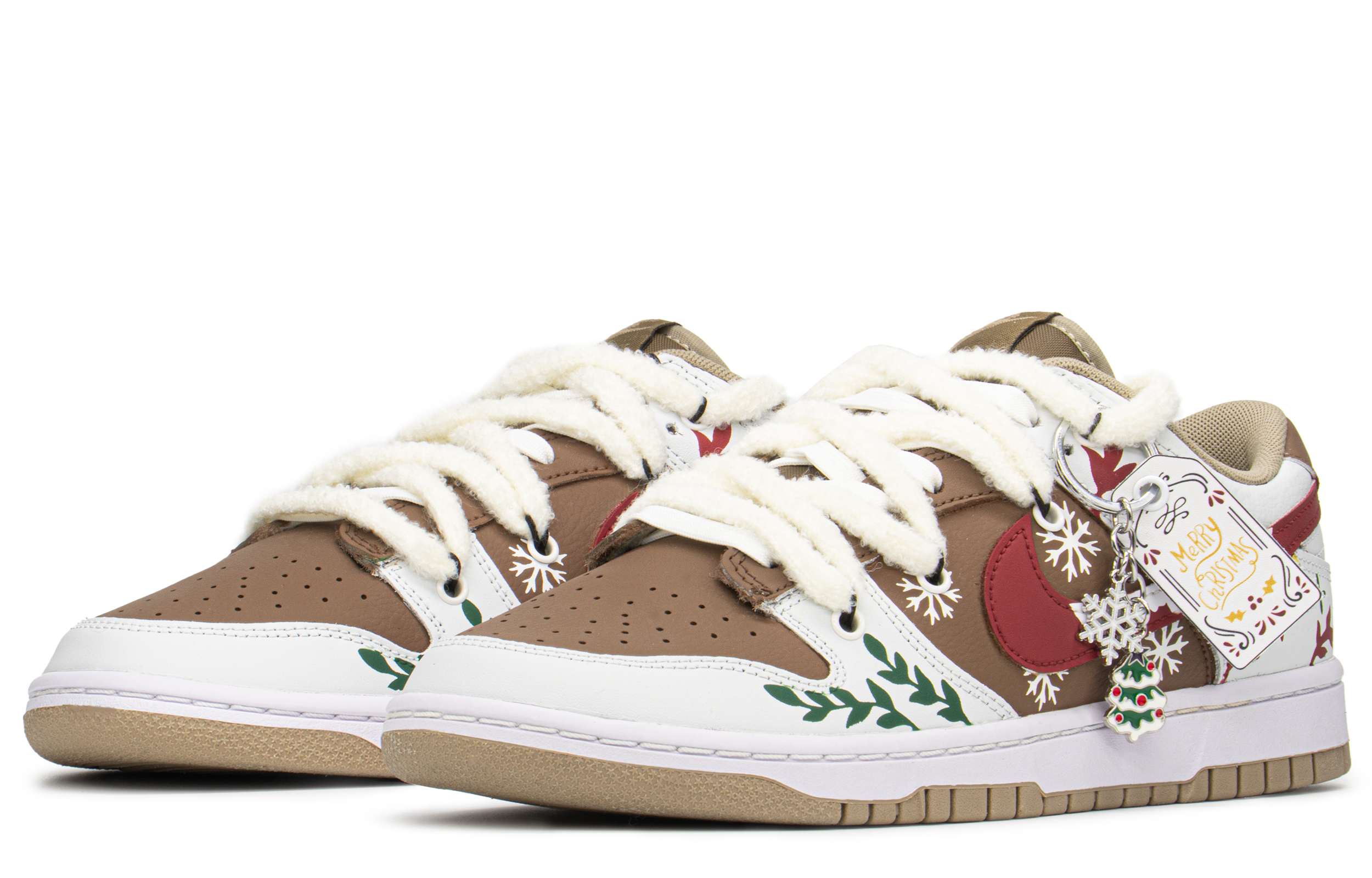 Lookbook 【定製球鞋】Nike Dunk Low Retro 聖誕禮遇 雪花枝葉 解構禮盒 低幫 板鞋 男款 棕白