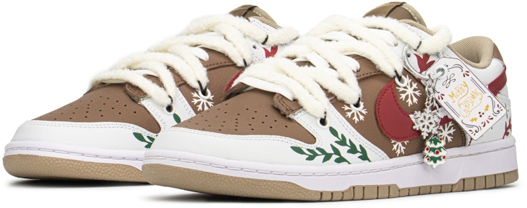 【定製球鞋】Nike Dunk Low Retro 聖誕禮遇 雪花枝葉 解構禮盒 低幫 板鞋 男款 棕白 Lookbook 【定製球鞋】Nike Dunk Low Retro 聖誕禮遇 雪花枝葉 解構禮盒 低幫 板鞋 男款 棕白