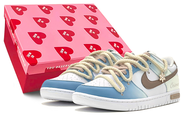 Buy [Sepatu Kustom] Nike Dunk Low Retro 'Hadiah Natal Putih-Biru' DJ6188-101(TeamS-圣诞渐变改色SBOX)