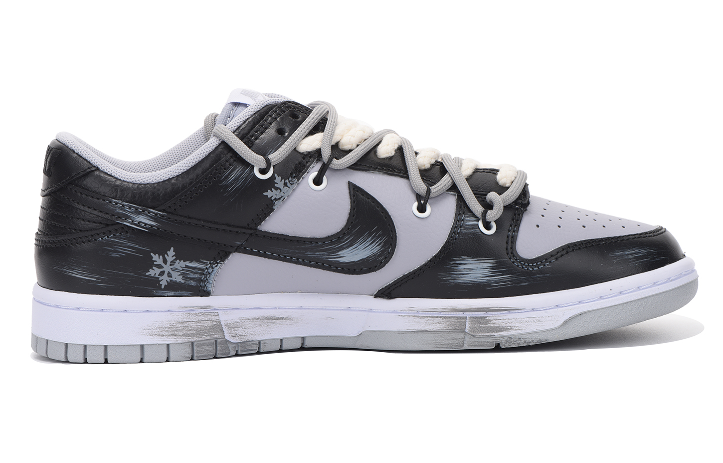 Order 나이키 덩크 로우 레트로 '크리스마스 블랙 그레이' (커스텀) DJ6188-003(Team拾伍-男款黑灰雪花S-BOX)