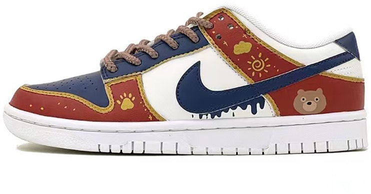 custom-shoes-nike-dunk-low-retro-christmas-teddy-bear-red-blue-white