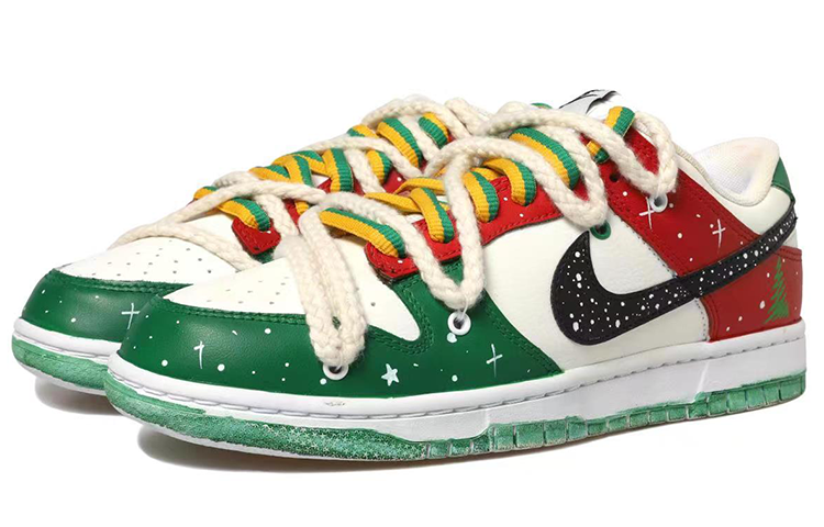 Lookbook 나이키 덩크 로우 레트로 '크리스마스 트리 화이트-레드' (커스텀) DJ6188-101(Team拾玖-圣诞树男S-BOX)