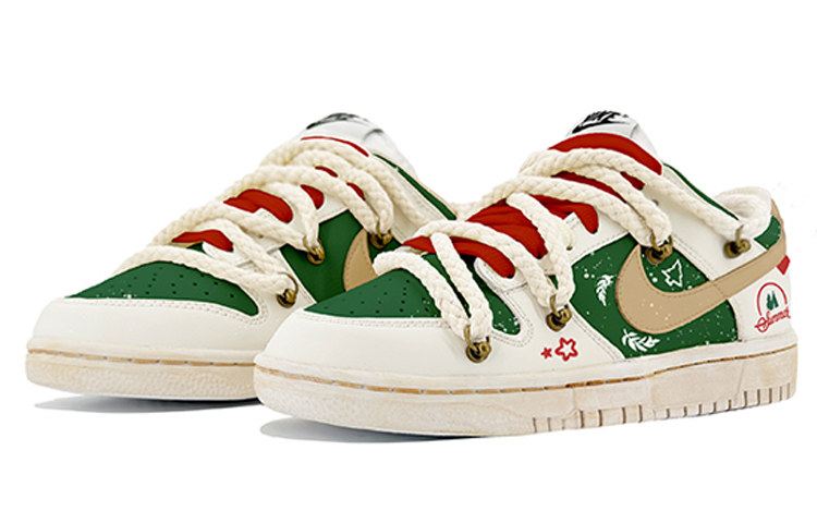 Lookbook 【カスタムシューズ】ナイキ ダンク ロー レトロ「クリスマスバイブ デコンストラクト パールグリーン」 DJ6188-101(TeamK-绿色圣诞)