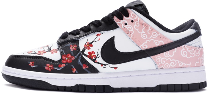 custom-shoes-nike-dunk-low-retro-cloud-brocade-hand-painted-black-white