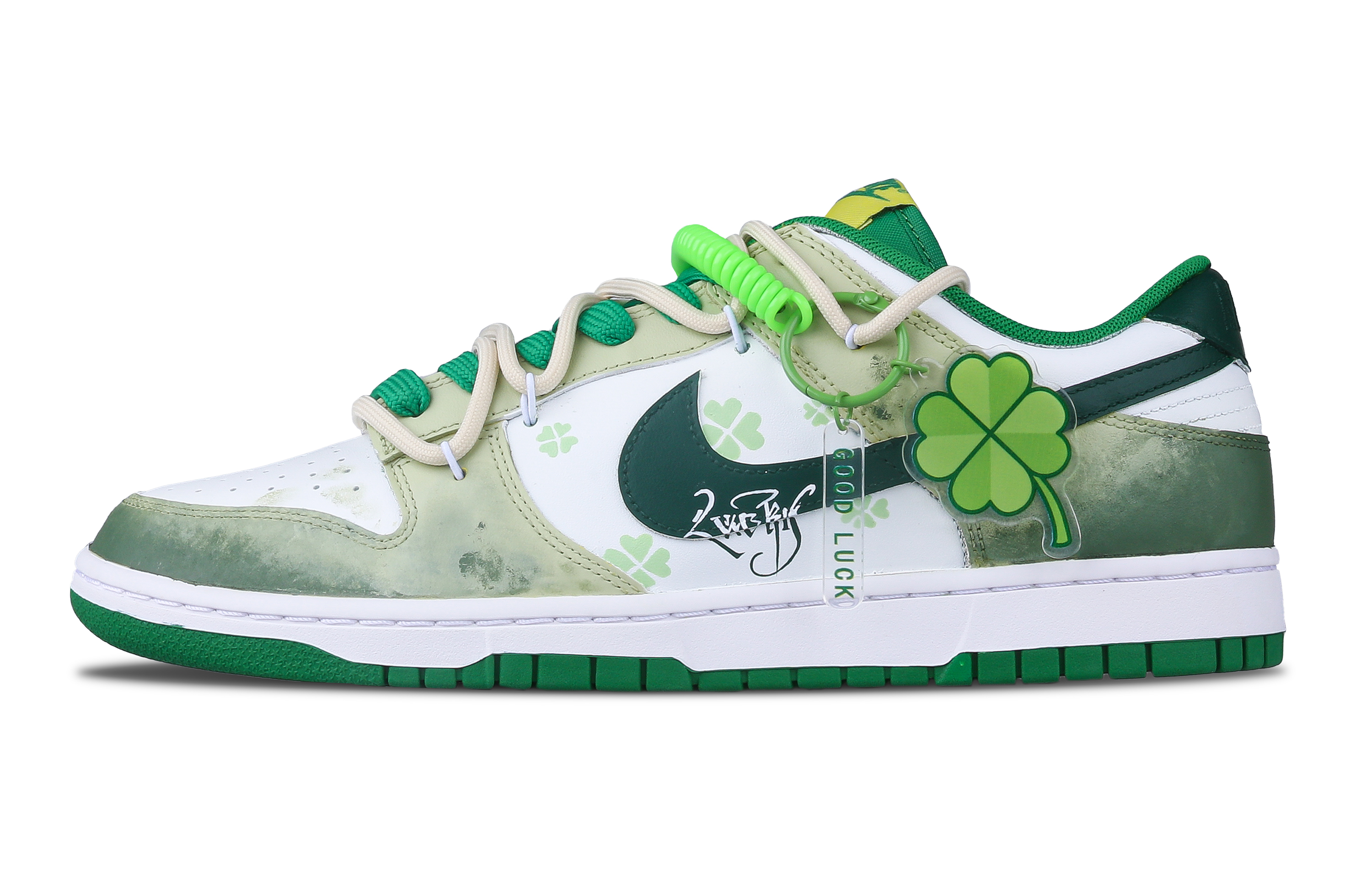 Order カスタム ダンク ロー "クローバーグリーン" (Nikeは不要、既にDunkでNikeと認識されるため) DV0833-300(Team7-男款幸运叶子)