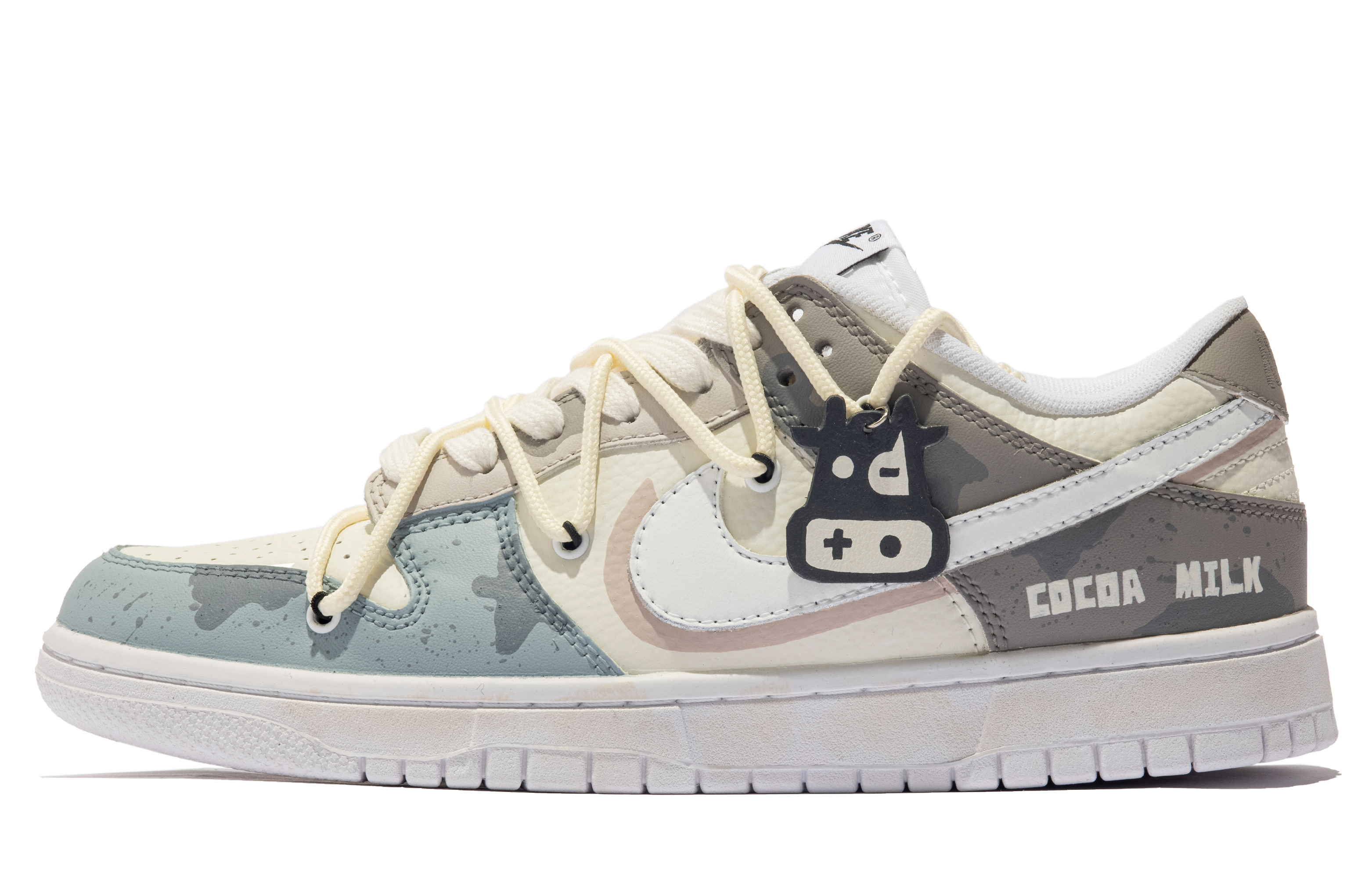 Buy [Kasut Custom] Nike Dunk Low Retro 'Cocoa Milk Graffiti Biru Kelabu Putih' DJ6188-101(TeamM-男款可可牛乳S-BOX)