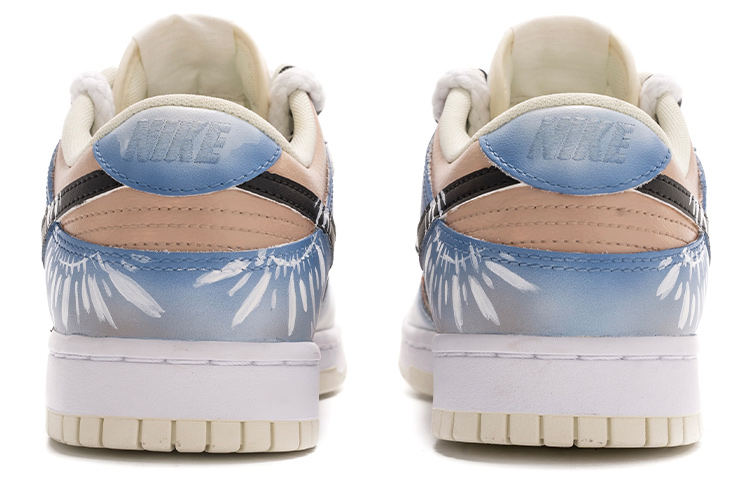 Shop 【定制球鞋】Nike Dunk Low Retro "椰奶" 解構鞋帶 五一出遊主題 嬉皮士 網格布貼皮 手繪噴繪 印第安水印扎染 特殊鞋盒 低幫 板鞋 男款 藍白
