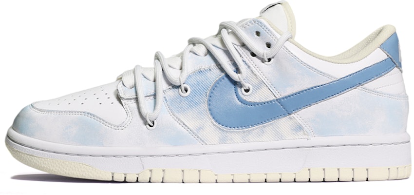 【定製球鞋】Nike Dunk Low Retro Coconut Milk 染色 牛仔布貼 潮流 低幫 板鞋 男款 藍白 Buy 【定製球鞋】Nike Dunk Low Retro Coconut Milk 染色 牛仔布貼 潮流 低幫 板鞋 男款 藍白