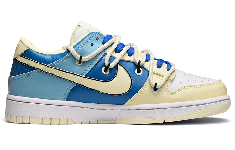 Order 【カスタムシューズ】ナイキ ダンク ロー レトロ 'ココナッツミルクブルーホワイトイエロー' DJ6188-100(TeamE-男款字母皮贴蓝白黄)