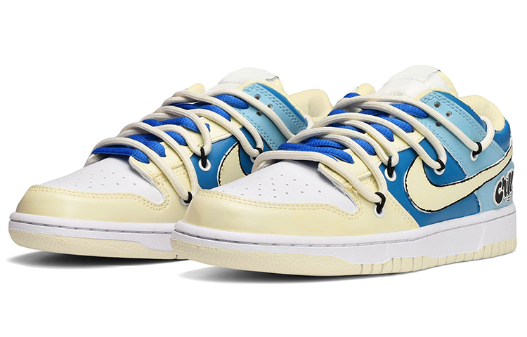 Lookbook 【カスタムシューズ】ナイキ ダンク ロー レトロ 'ココナッツミルクブルーホワイトイエロー' DJ6188-100(TeamE-男款字母皮贴蓝白黄)