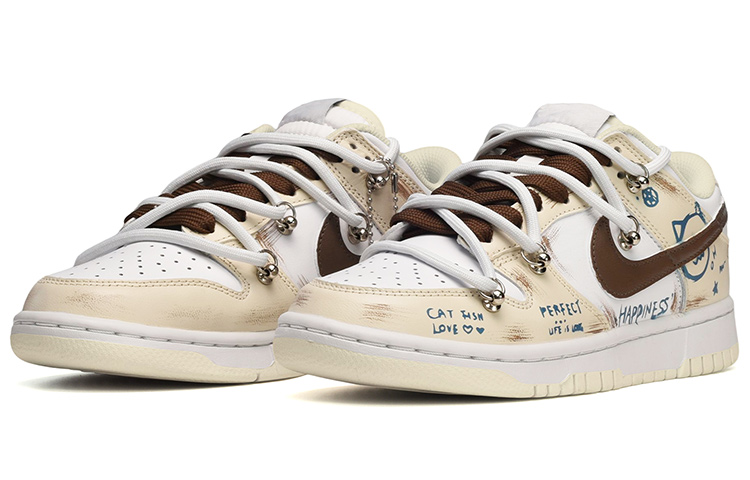 Lookbook [Kasut Kustom] Nike Dunk Low Retro 'Coconut Milk Deconstructed Cat Graffiti' DJ6188-100(TeamE-男款猫咪涂鸦米白棕)