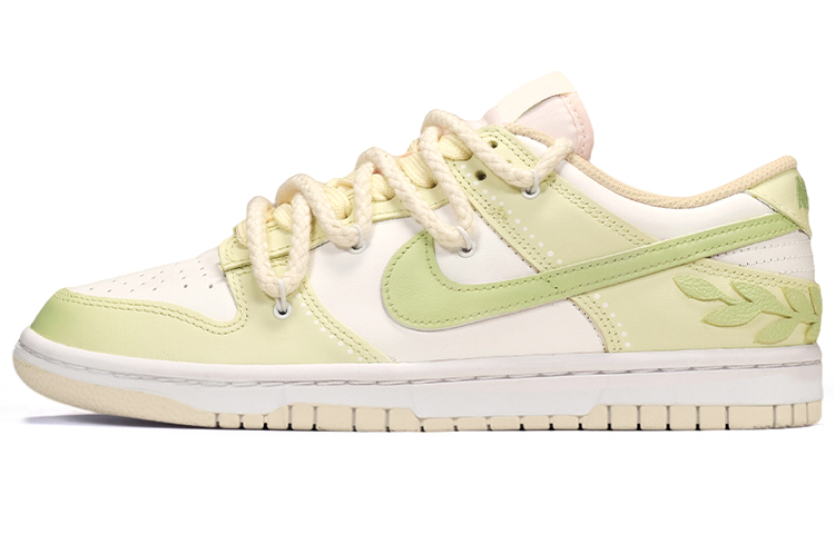 Buy [Kasut Custom] Nike Dunk Low Retro 'Deconstructed Gradasi Coconut Milk' DJ6188-100(TeamE-男款叶子皮贴解构风白绿)