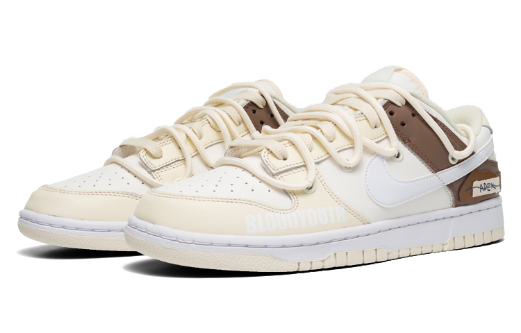 Lookbook 나이키 덩크 로우 레트로 '코코넛 모카' (커스텀) DJ6188-100(Teamfour-男款复古绑带白棕色)