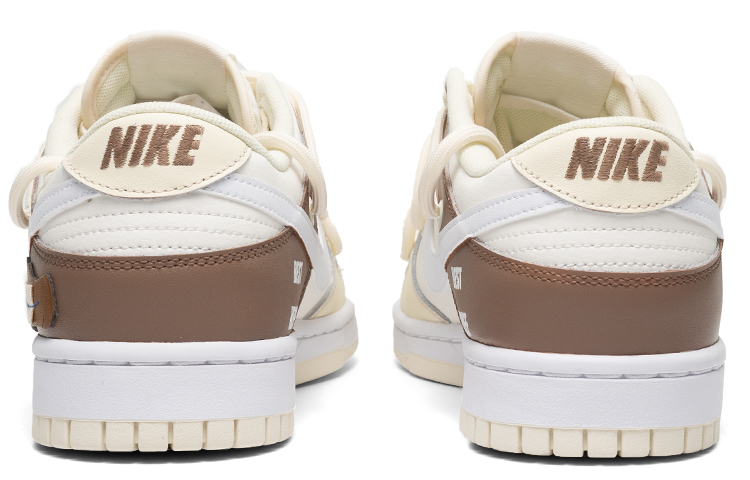 Shop 나이키 덩크 로우 레트로 '코코넛 모카' (커스텀) DJ6188-100(Teamfour-男款复古绑带白棕色)