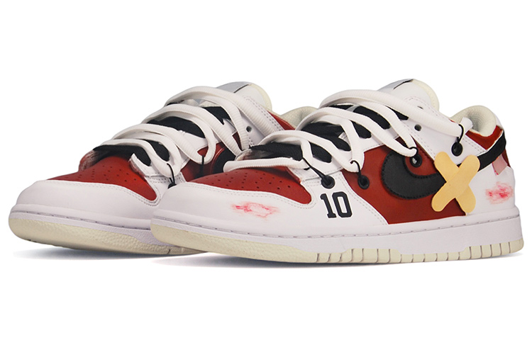 Lookbook [Zapatillas Personalizadas] Nike Dunk Low Retro 'Coconut Milk Slam Dunk' DJ6188-100(TeamE-男款皮贴红黑白)