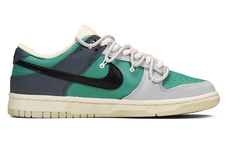 Order [Sepatu Custom] Nike Dunk Low Retro 'Coconut Milk Turquoise Hijau' DJ6188-100(TeamE-男款解构鞋带灰绿蓝)