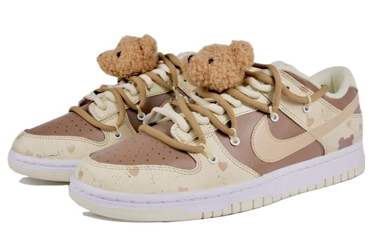 Lookbook [Sepatu Custom] Nike Dunk Low Retro 'Coconut Milk Valentine's Day' DJ6188-100(TeamJ-男款喷绘米棕小熊)