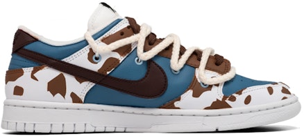 【定制球鞋】 Nike Dunk Low Retro 奶牛 西部牛仔 摩卡 藍天白雲 解構綁帶 低幫 板鞋 男款 白棕藍 Order 【定制球鞋】 Nike Dunk Low Retro 奶牛 西部牛仔 摩卡 藍天白雲 解構綁帶 低幫 板鞋 男款 白棕藍