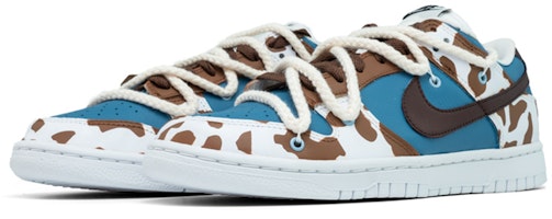 【定制球鞋】 Nike Dunk Low Retro 奶牛 西部牛仔 摩卡 藍天白雲 解構綁帶 低幫 板鞋 男款 白棕藍 Lookbook 【定制球鞋】 Nike Dunk Low Retro 奶牛 西部牛仔 摩卡 藍天白雲 解構綁帶 低幫 板鞋 男款 白棕藍