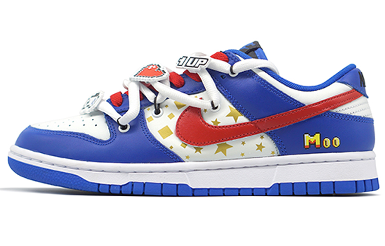 Buy 【定製球鞋】 Nike Dunk Low Retro 噴繪手繪 解構鞋帶 遊戲主題 防滑耐磨 低幫 板鞋 男款 藍白紅
