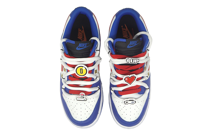 Purchase 【定製球鞋】 Nike Dunk Low Retro 噴繪手繪 解構鞋帶 遊戲主題 防滑耐磨 低幫 板鞋 男款 藍白紅