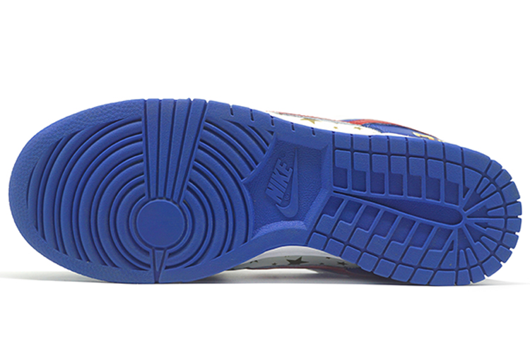 Details for 【定製球鞋】 Nike Dunk Low Retro 噴繪手繪 解構鞋帶 遊戲主題 防滑耐磨 低幫 板鞋 男款 藍白紅